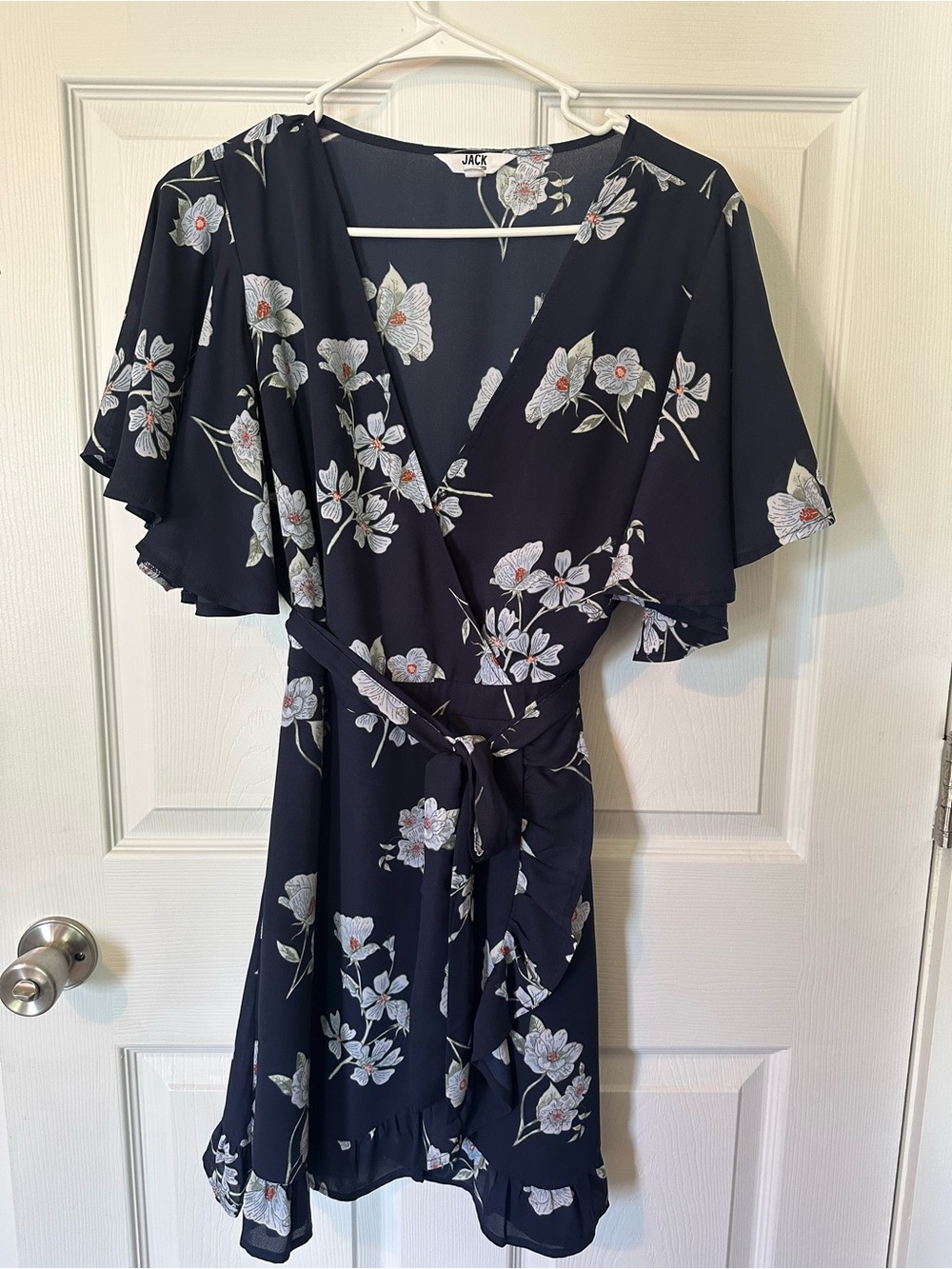 Jack by BB Dakota Navy Floral Wrap Mini Dress